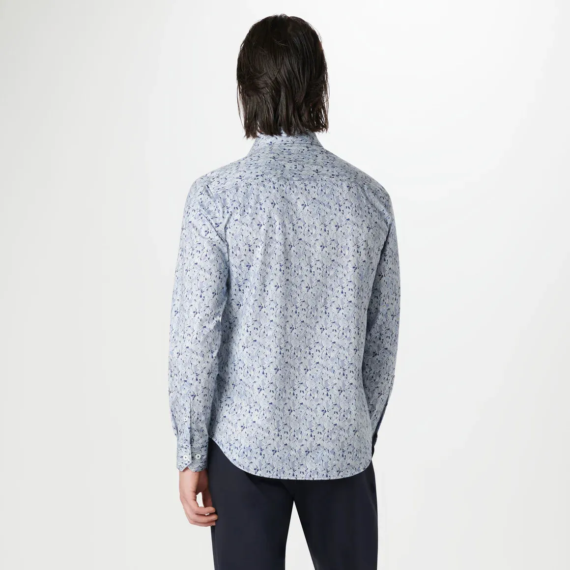 Bugatchi - James Leaf Print OoohCotton Shirt - Navy