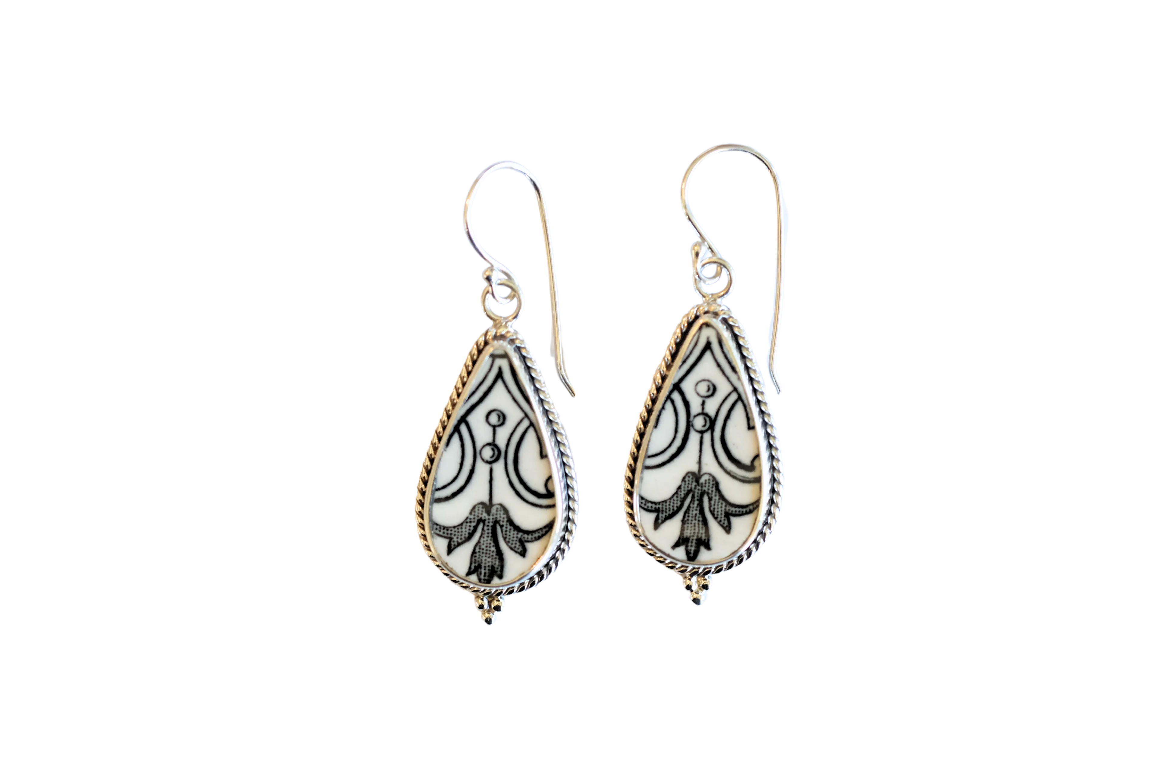 Button Up Black and White Earrings