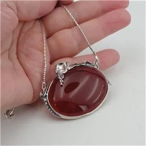 Carnelian Pendant 925 Sterling Silver Handmade Large Unique Hadar Designers (H)Y