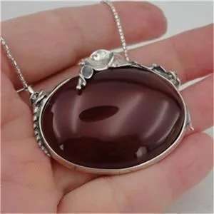 Carnelian Pendant 925 Sterling Silver Handmade Large Unique Hadar Designers (H)Y