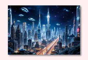 Celestial Cityscape Dreams Wall Art Poster