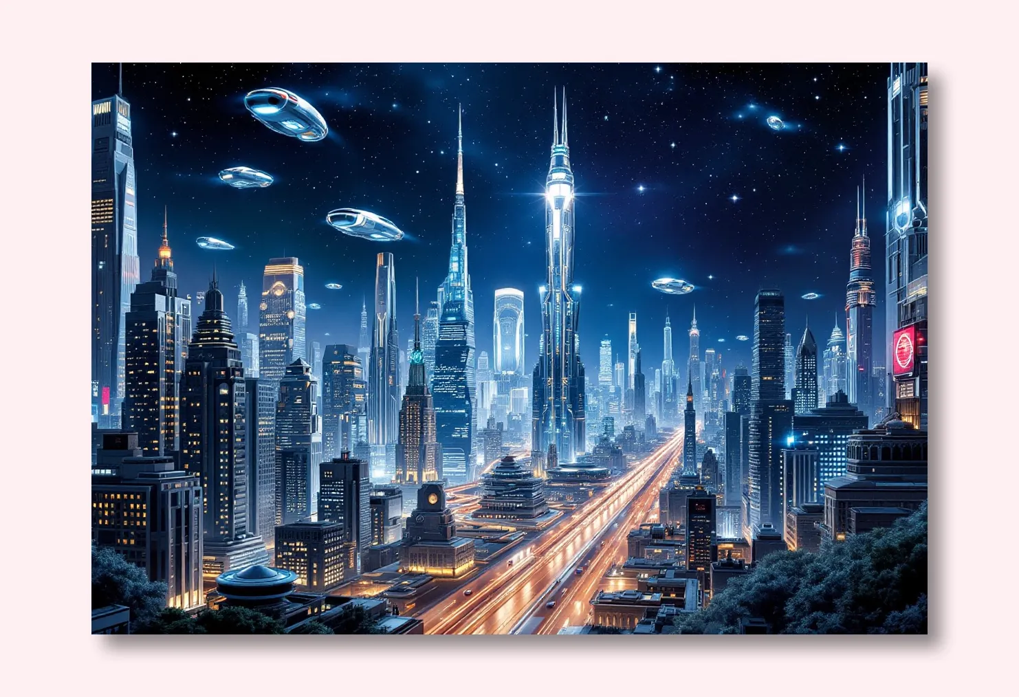 Celestial Cityscape Dreams Wall Art Poster