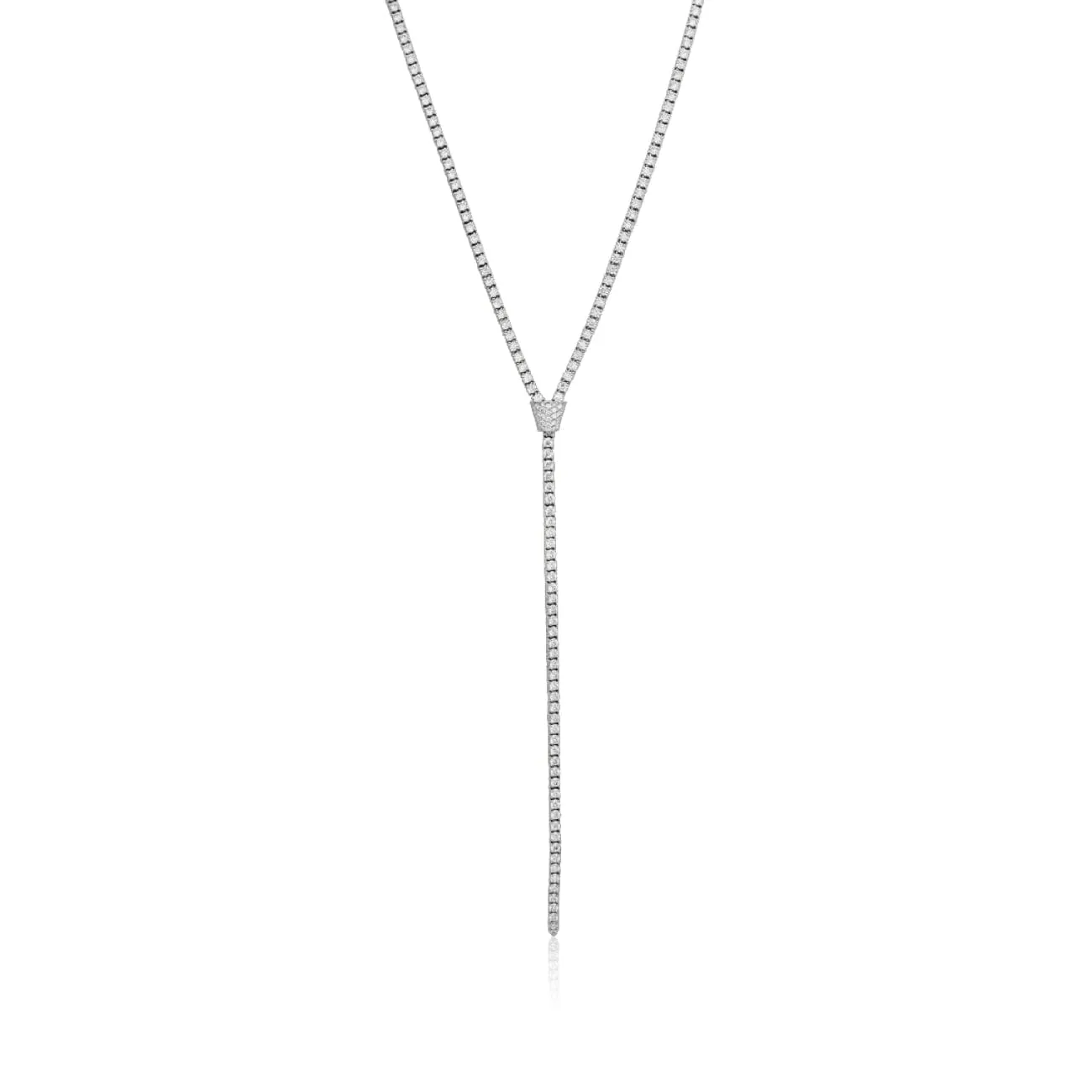 Cento 18K White Gold Zipper Lariat Diamond Necklace