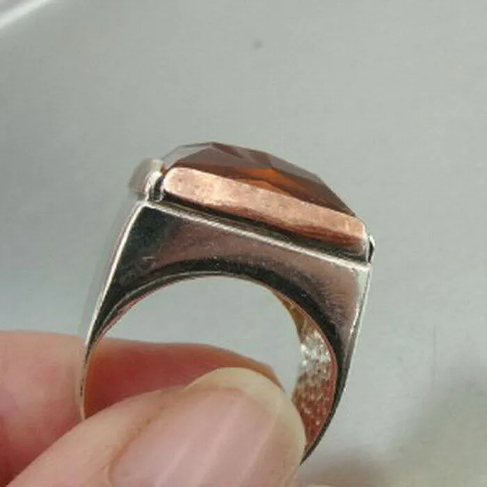 Champagne Ring 9k Rose Gold 925 Silver  8,8.5 Handmade Hadar Designers  () LAST