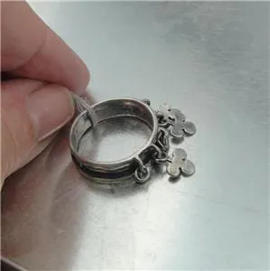 Charm Ring 925 Sterling Silver sz 7.5,8 Unique Handmade Hadar Designers  (H) LAST