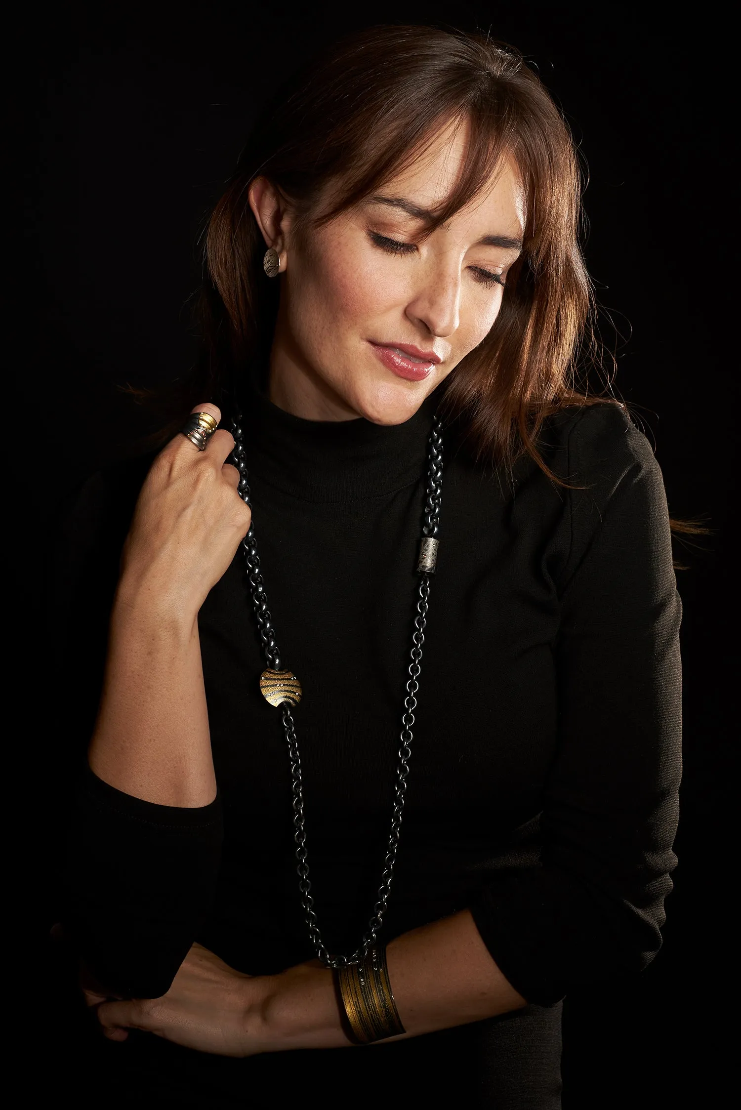 Clasp with Cognac & Green Diamonds