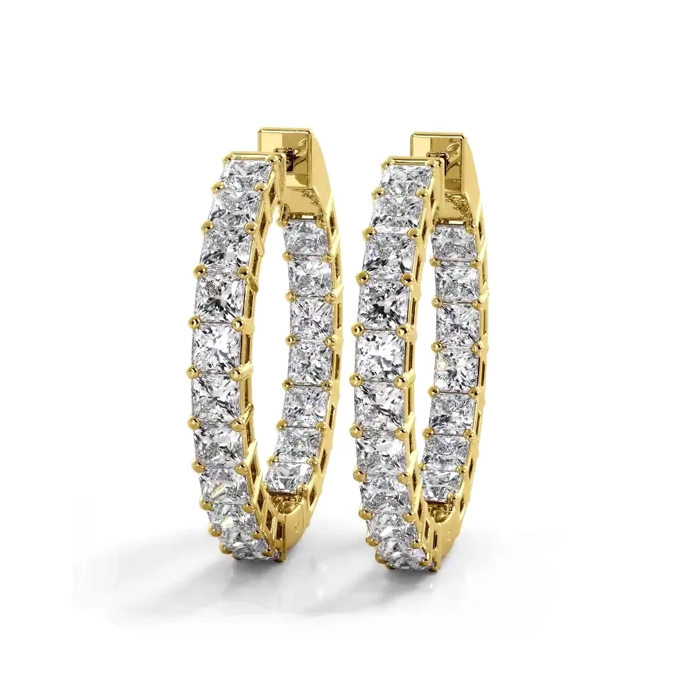 Classic 5.50 ctw. Princess Cut Diamond Hoop Earrings