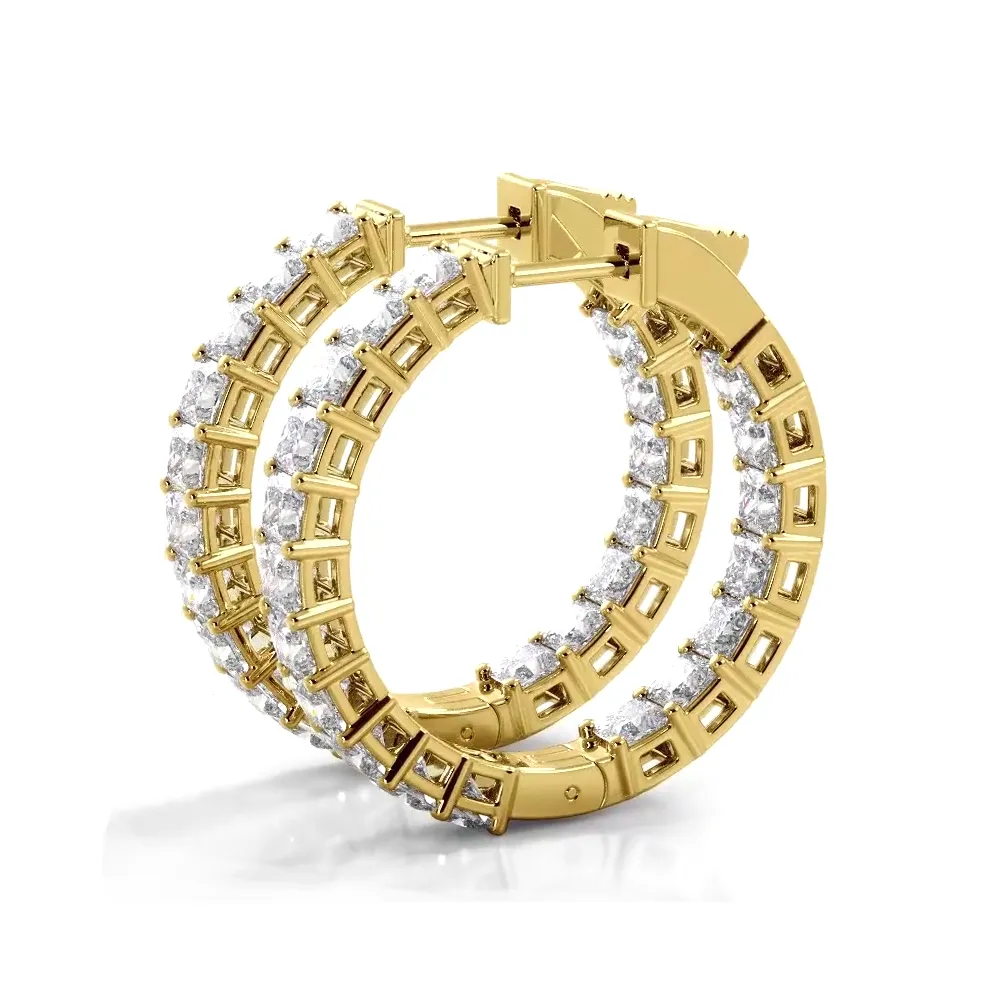 Classic 5.50 ctw. Princess Cut Diamond Hoop Earrings