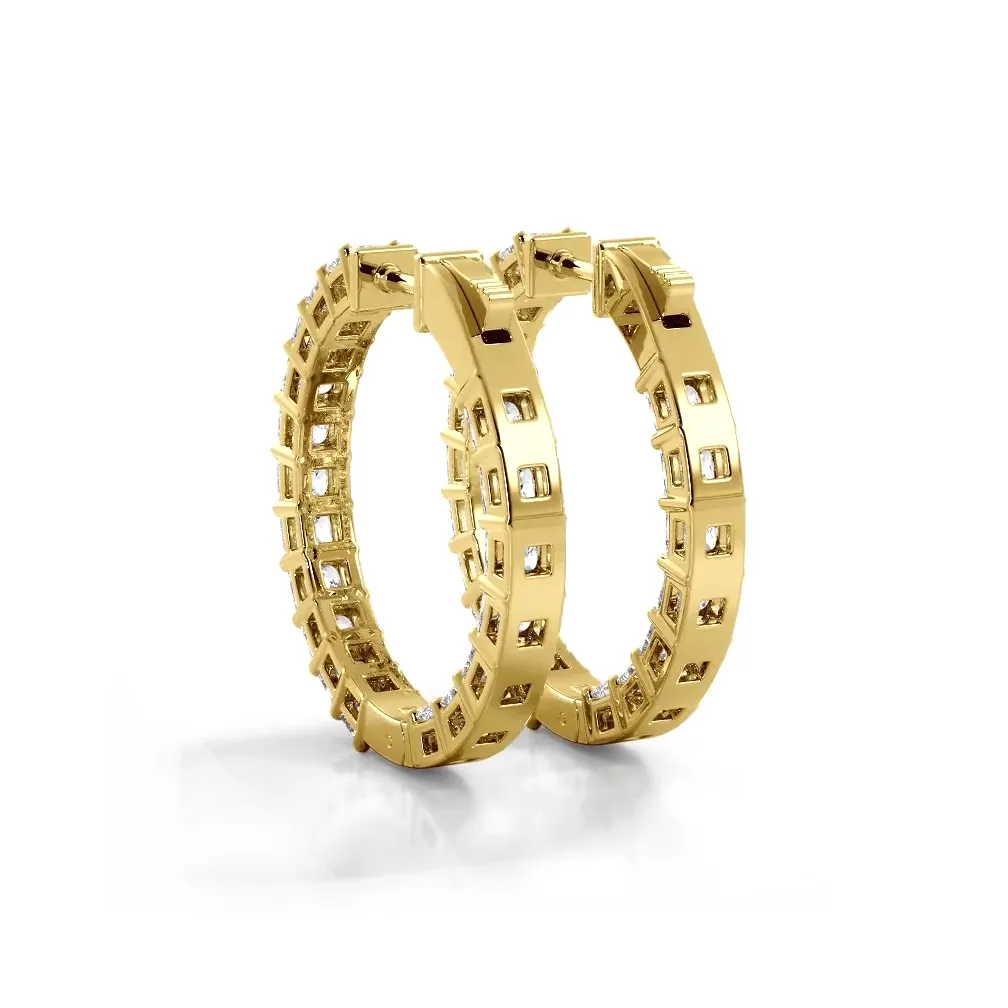 Classic 5.50 ctw. Princess Cut Diamond Hoop Earrings
