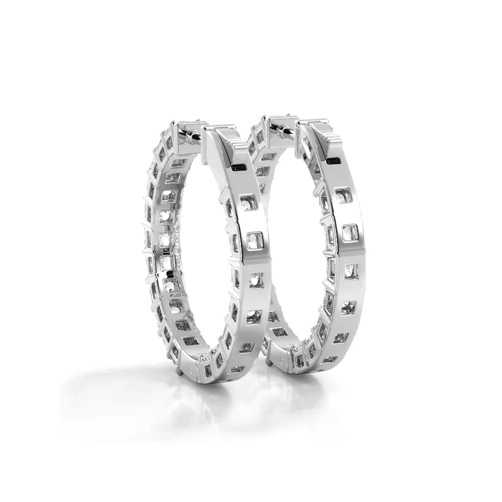 Classic 5.50 ctw. Princess Cut Diamond Hoop Earrings
