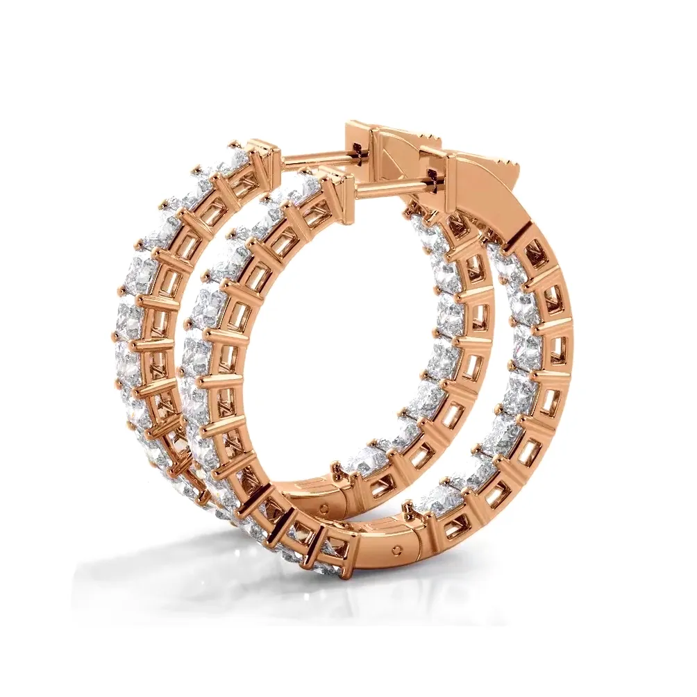 Classic 5.50 ctw. Princess Cut Diamond Hoop Earrings