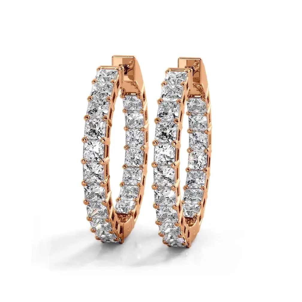 Classic 5.50 ctw. Princess Cut Diamond Hoop Earrings