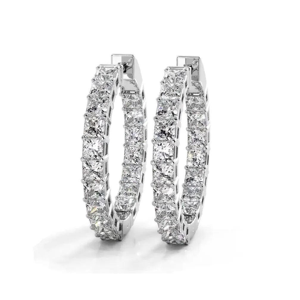 Classic 5.50 ctw. Princess Cut Diamond Hoop Earrings