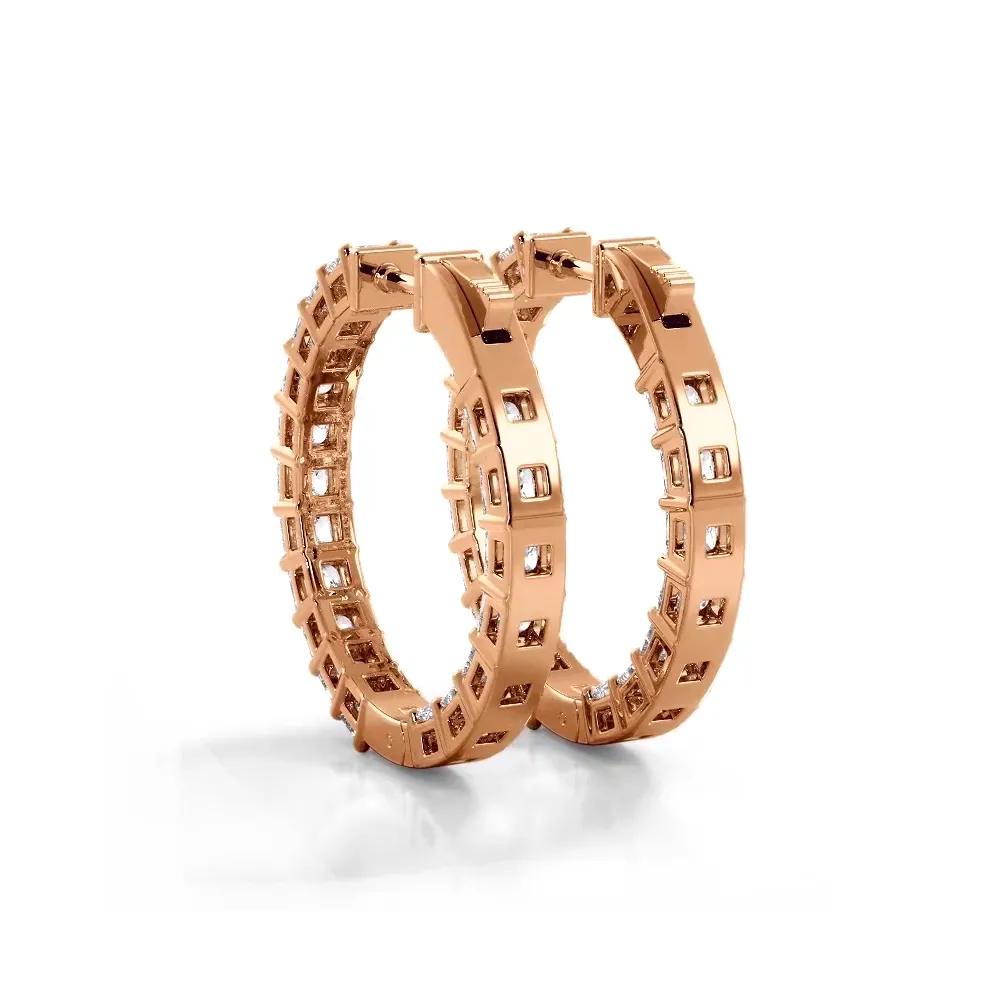Classic 5.50 ctw. Princess Cut Diamond Hoop Earrings