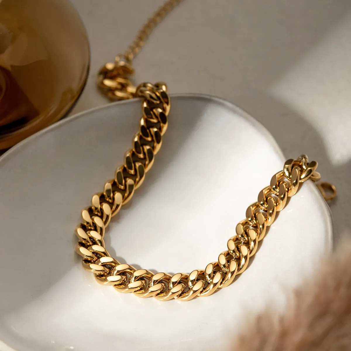 Classic Exquisite 18K Gold Plated Thick Chain Anklet