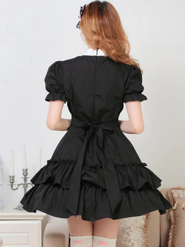 Classic Lolita OP Dress Two-Tone Black Bows Ruffles Lolita One Piece Dresses