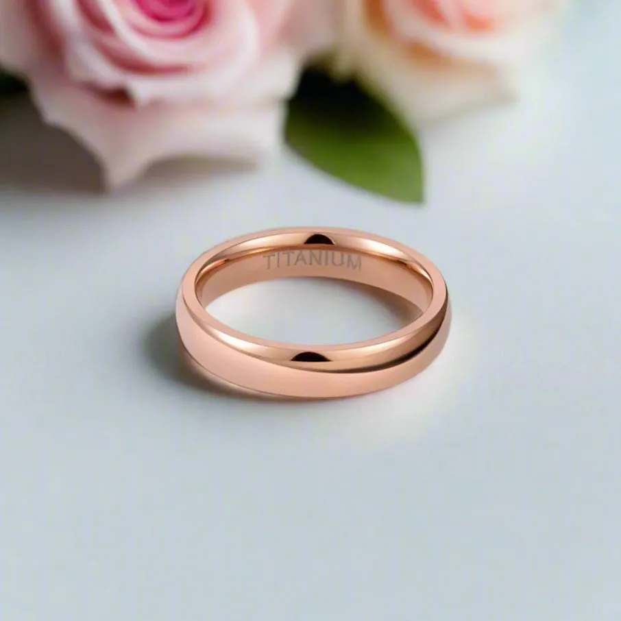 Classic Rose Gold Men's Titanium Wedding Band