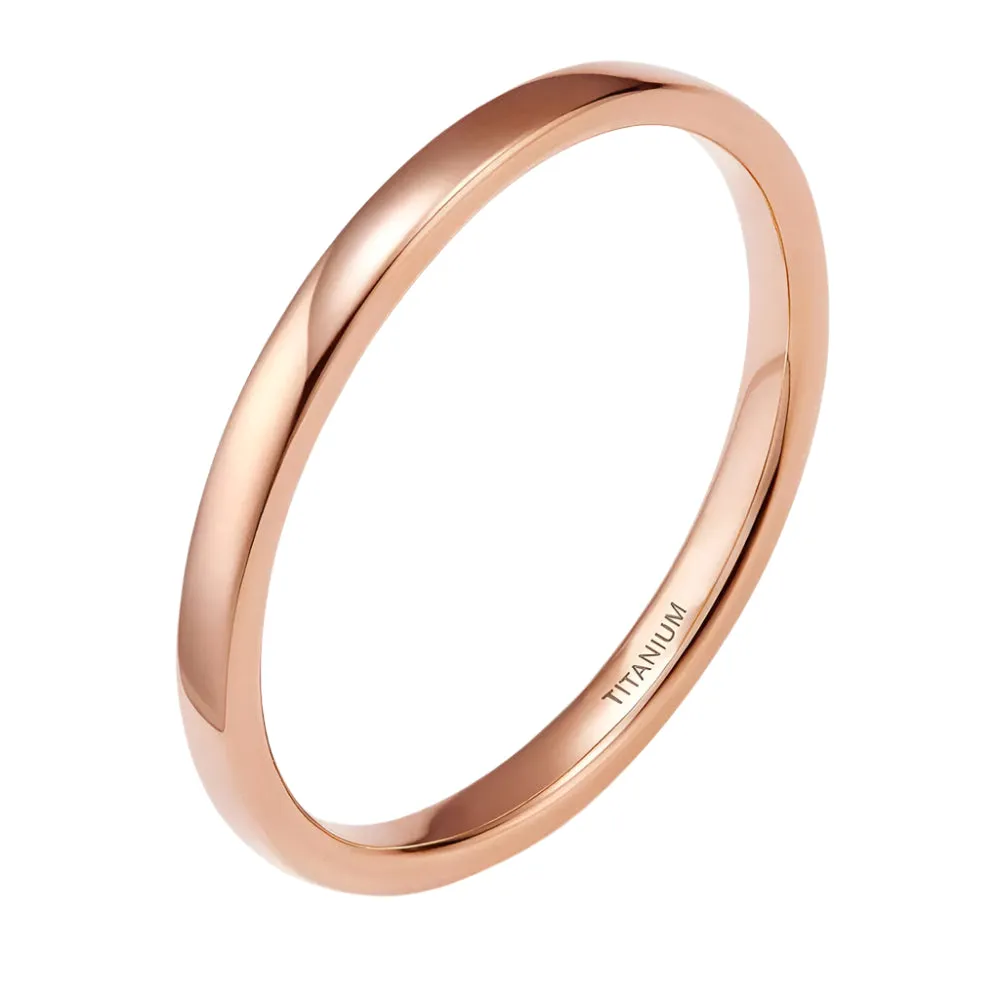 Classic Rose Gold Men's Titanium Wedding Band