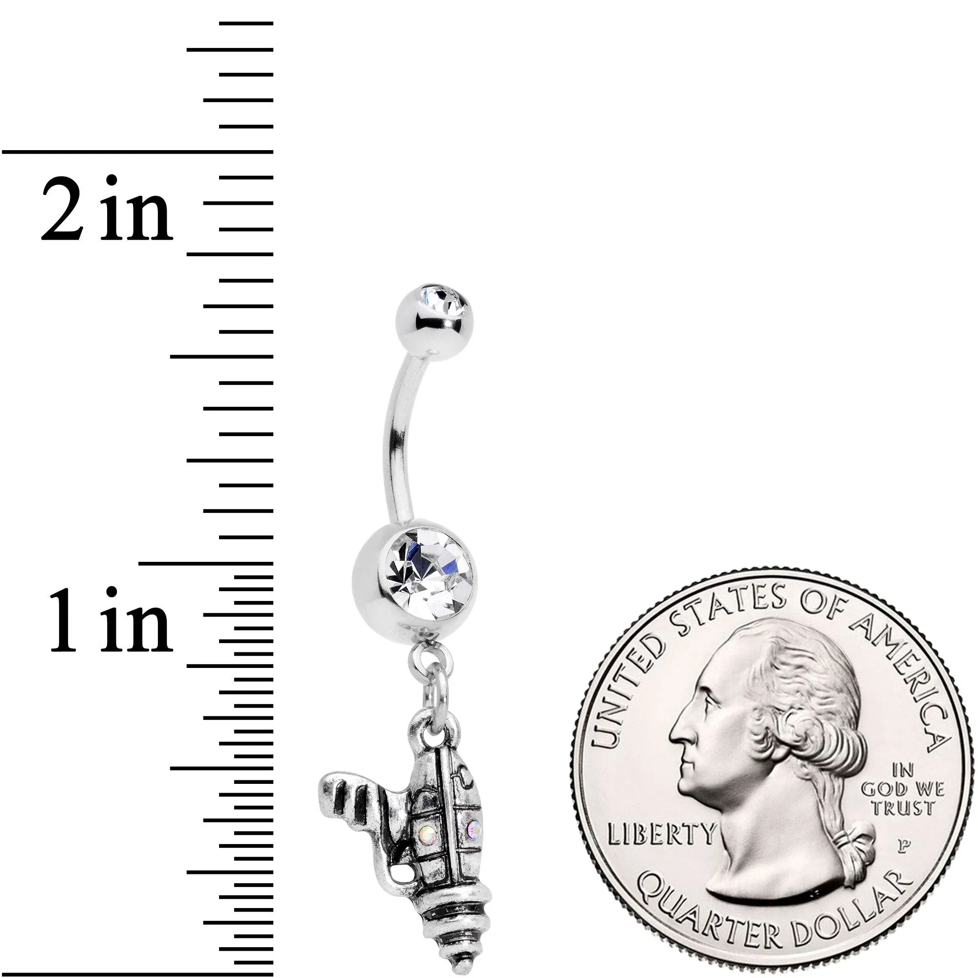 Clear Aurora Gem Mystery Ray Gun Dangle Belly Ring