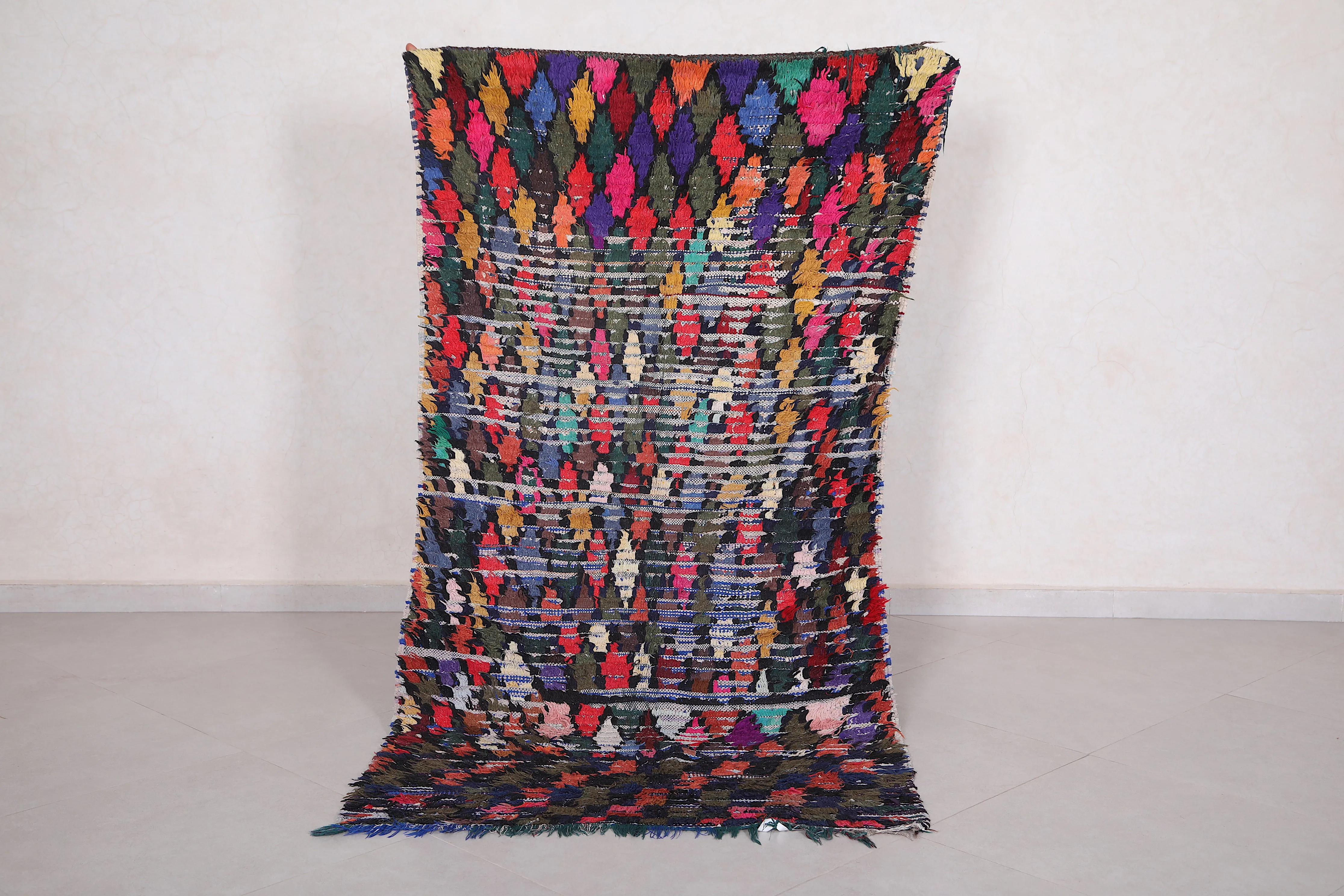 Colorful Boucherouite Rug - Handwoven Moroccan Style | 3.3 x 6.3 Ft