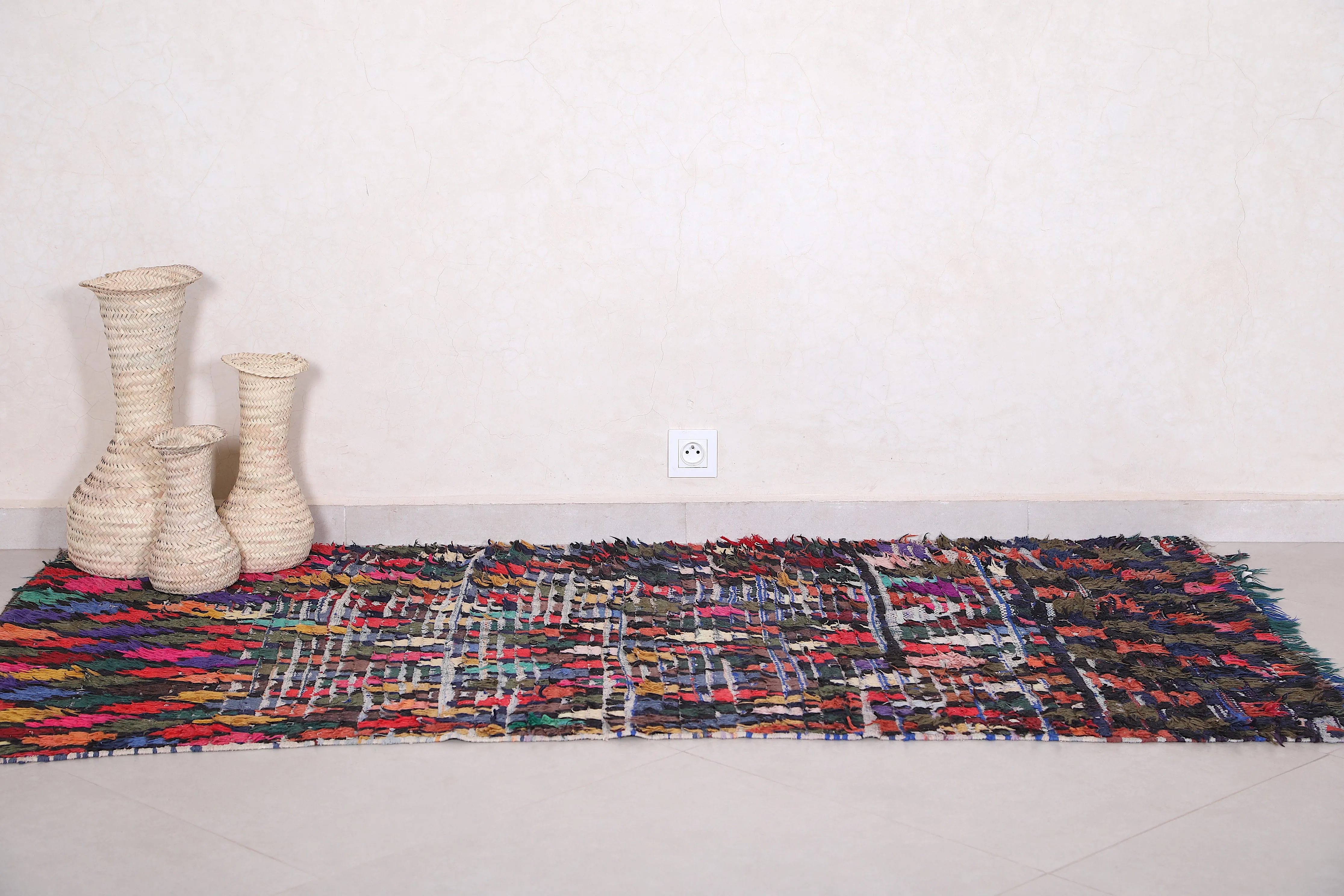 Colorful Boucherouite Rug - Handwoven Moroccan Style | 3.3 x 6.3 Ft