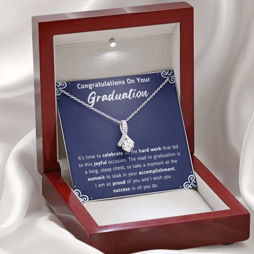 Congratulations On Your Graduation Ribbon Necklace