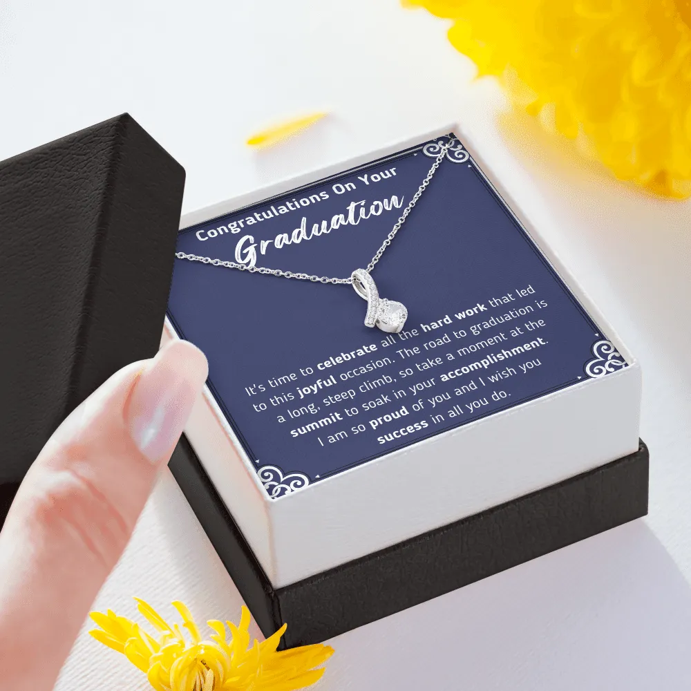 Congratulations On Your Graduation Ribbon Necklace