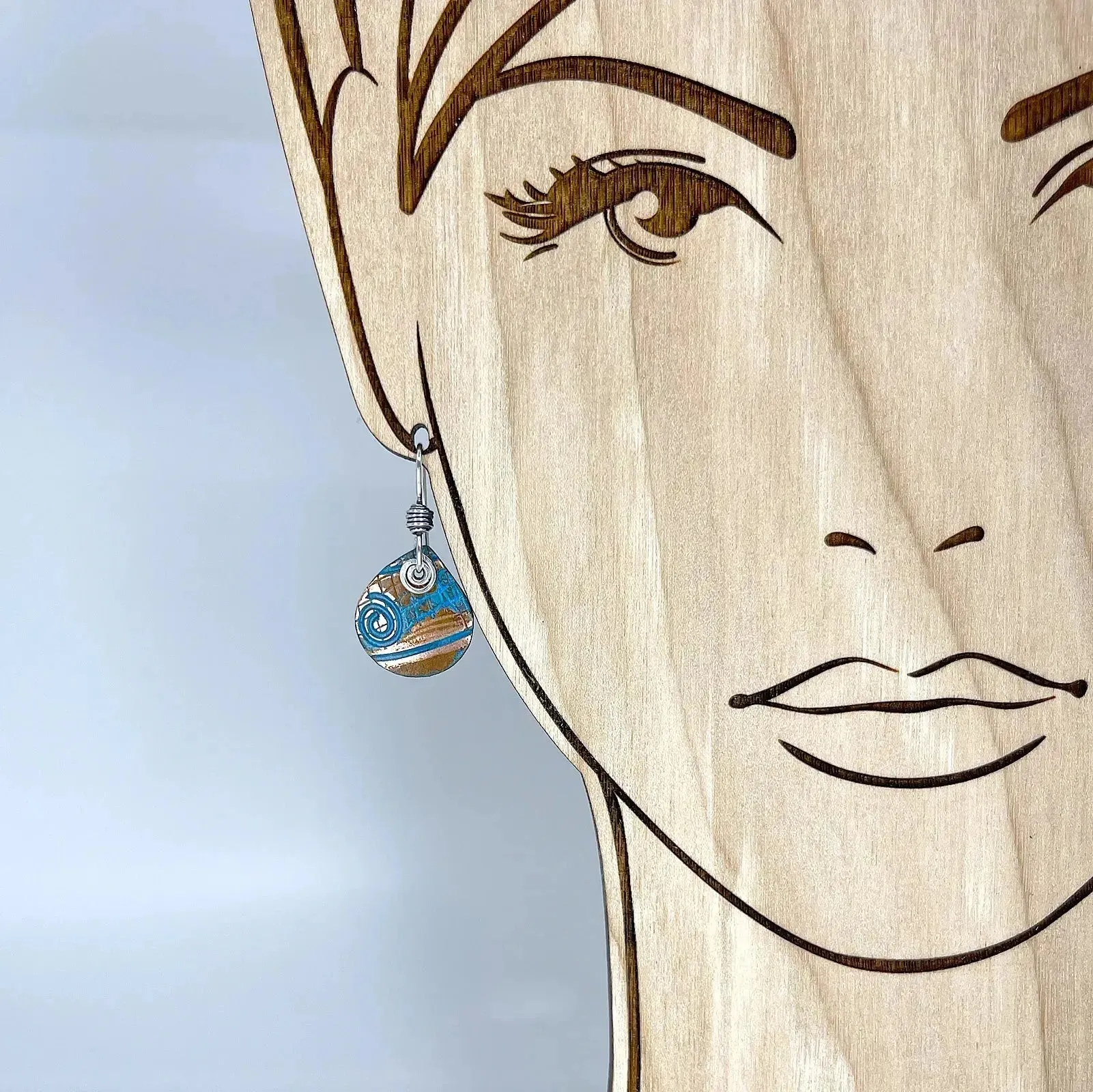 Copper Blue Patina and Sterling Earrings