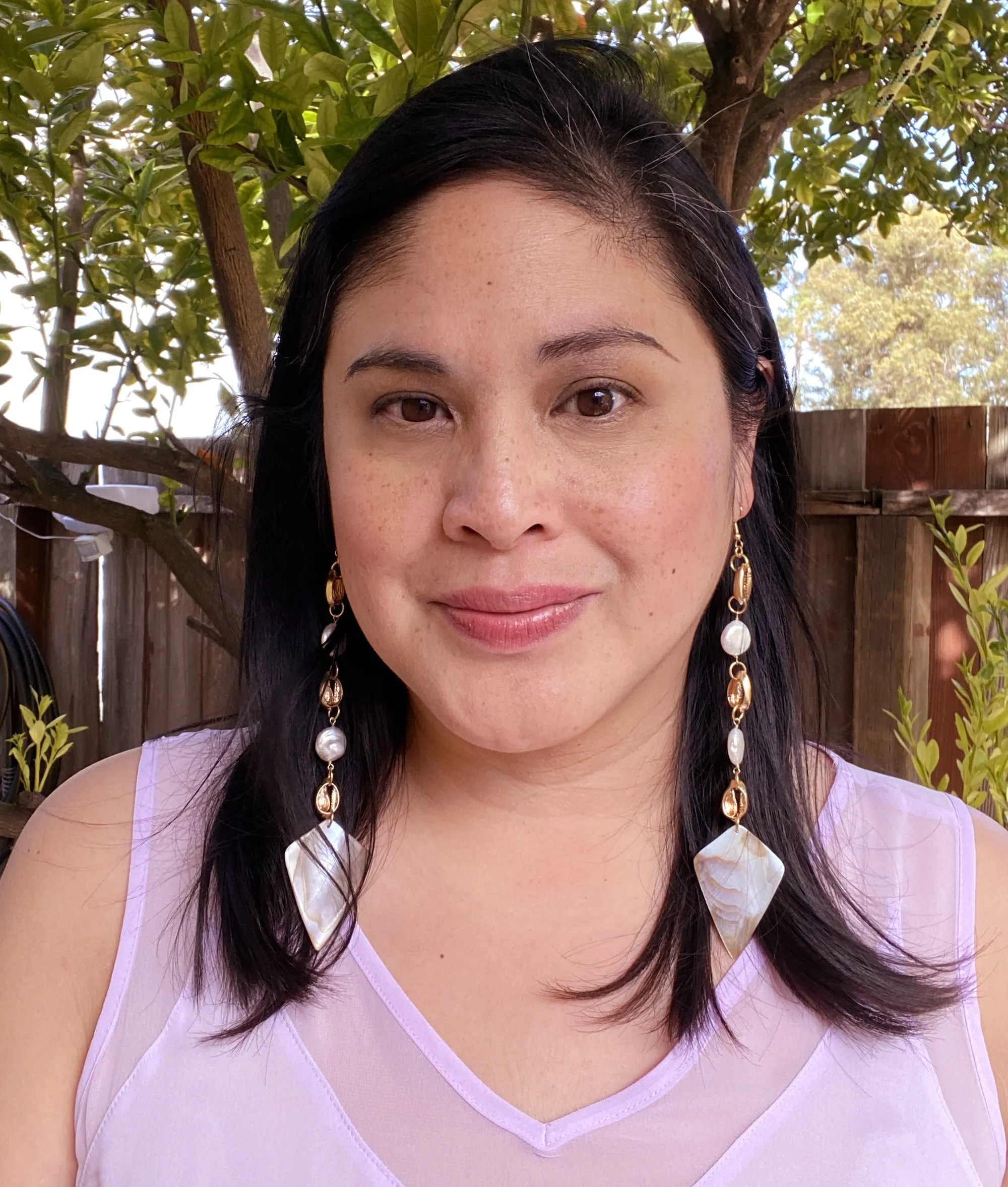 Cowrie shell and pearl earrings