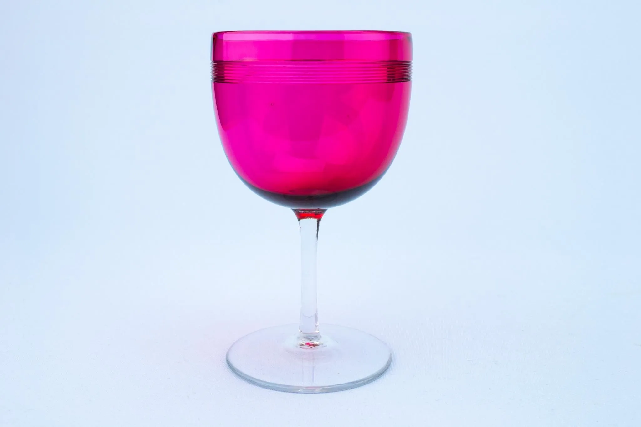 Cranberry Red Wine Glass, English Early 1900s
