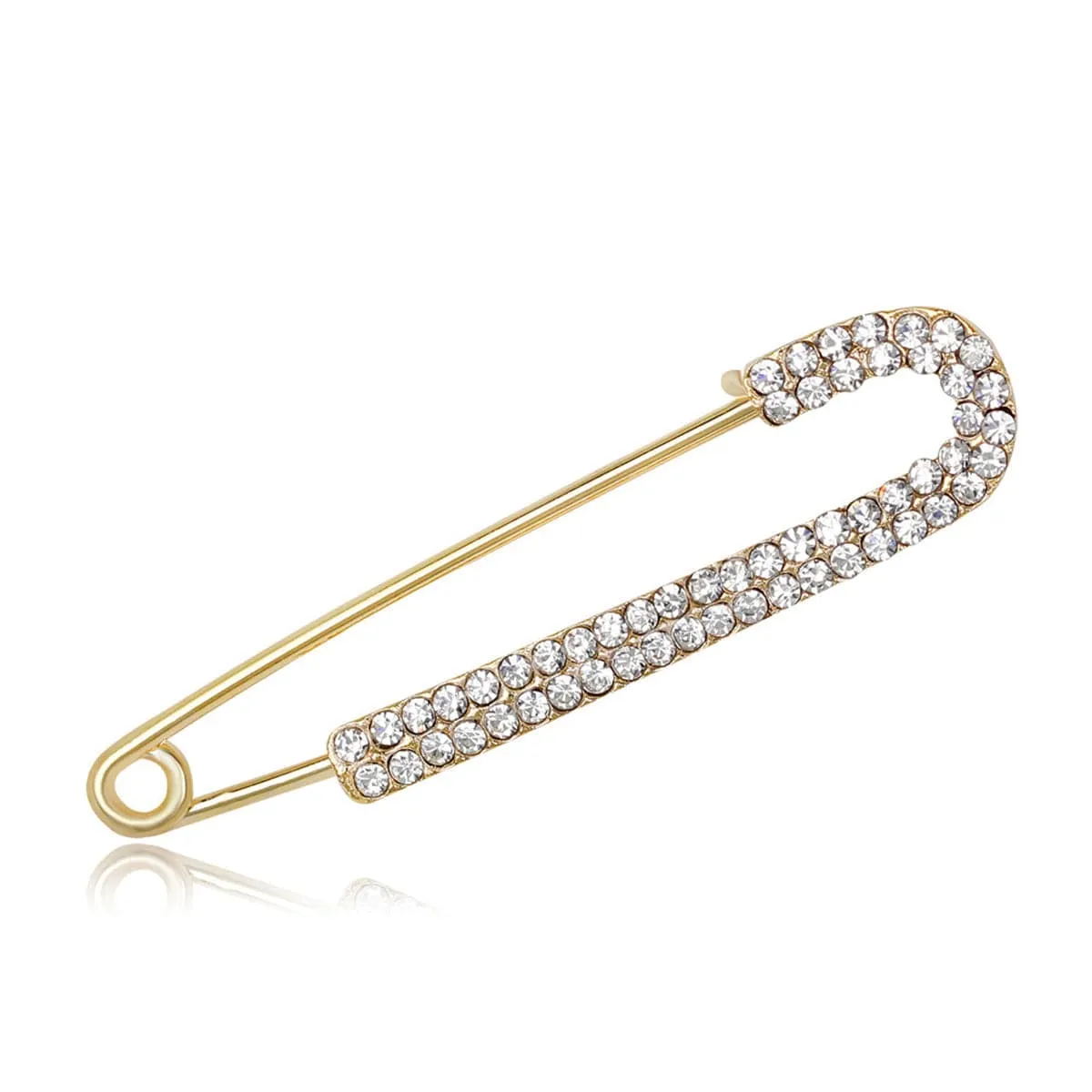 Cubic Zirconia & 18K Gold-Plated Pin Brooch