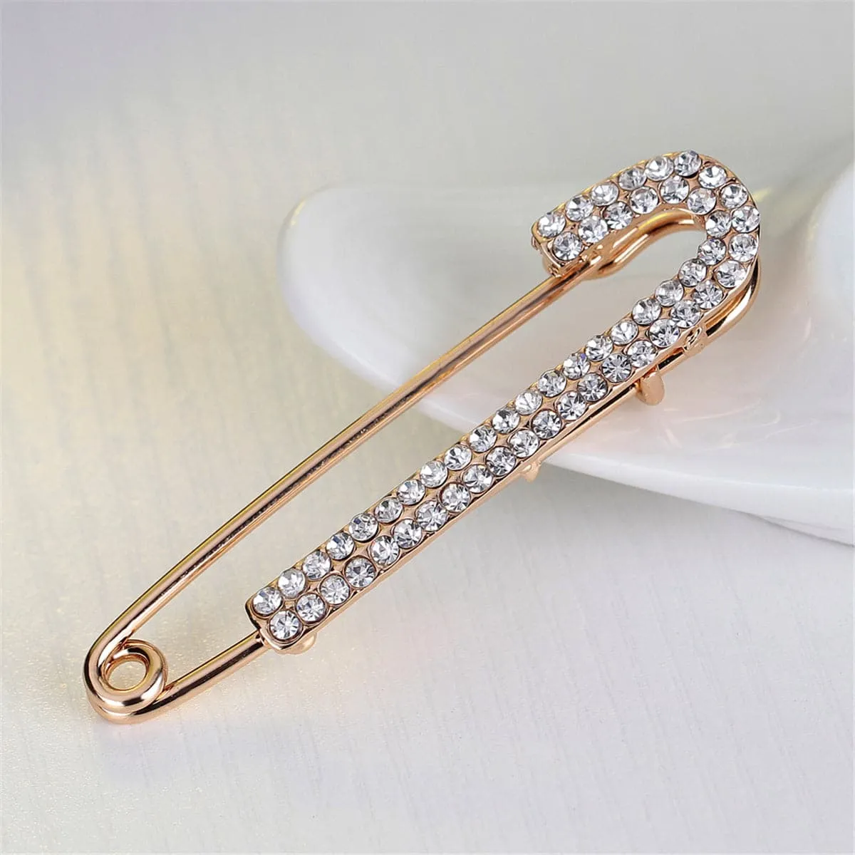 Cubic Zirconia & 18K Gold-Plated Pin Brooch