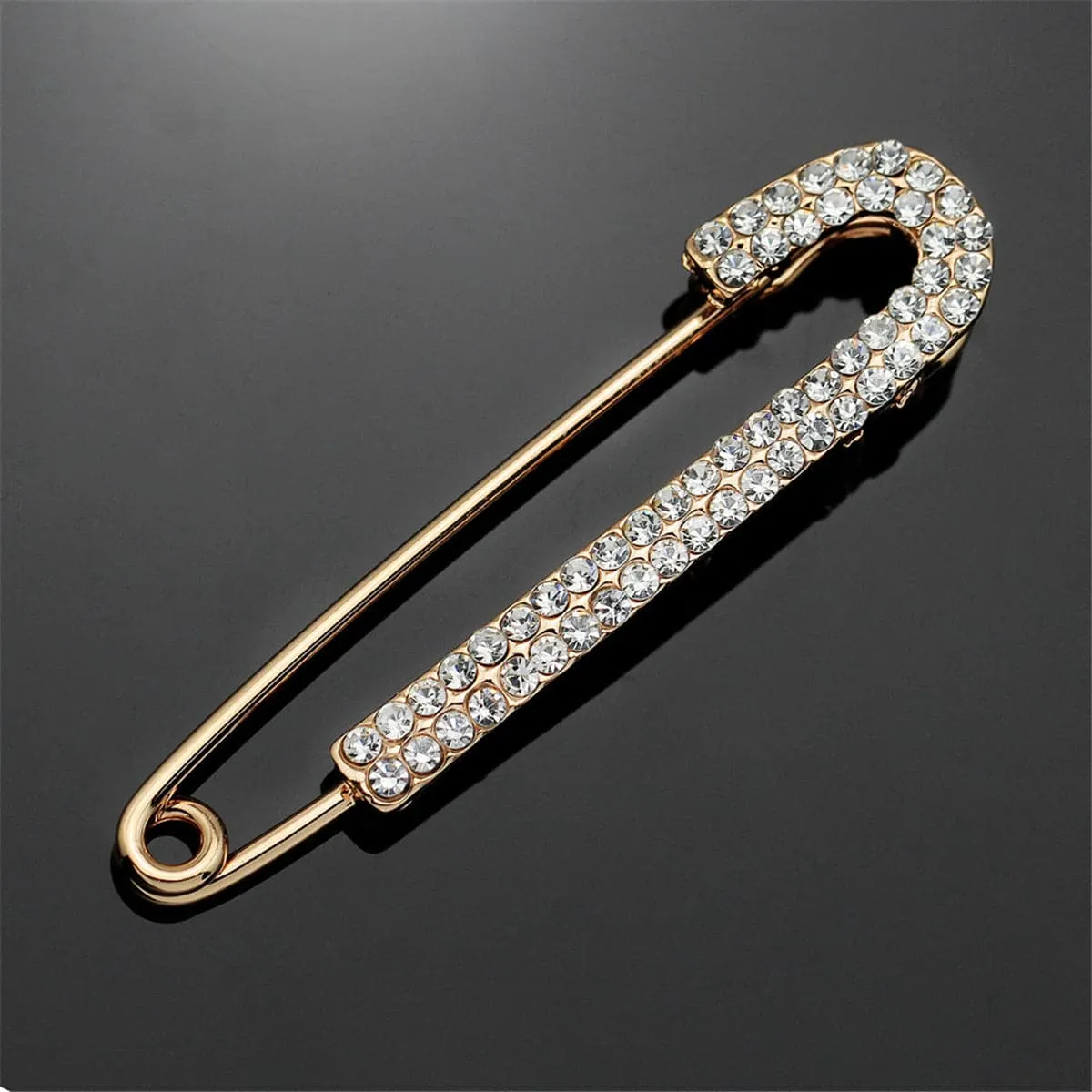 Cubic Zirconia & 18K Gold-Plated Pin Brooch