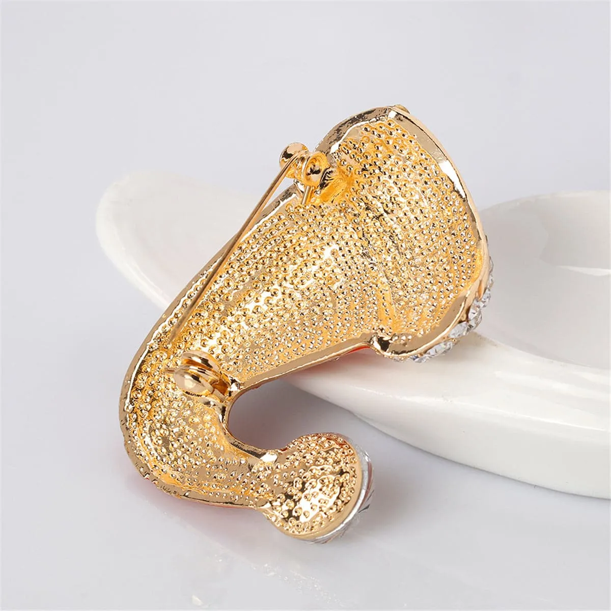 Cubic Zirconia & 18K Gold-Plated Star Santa Hat Brooch