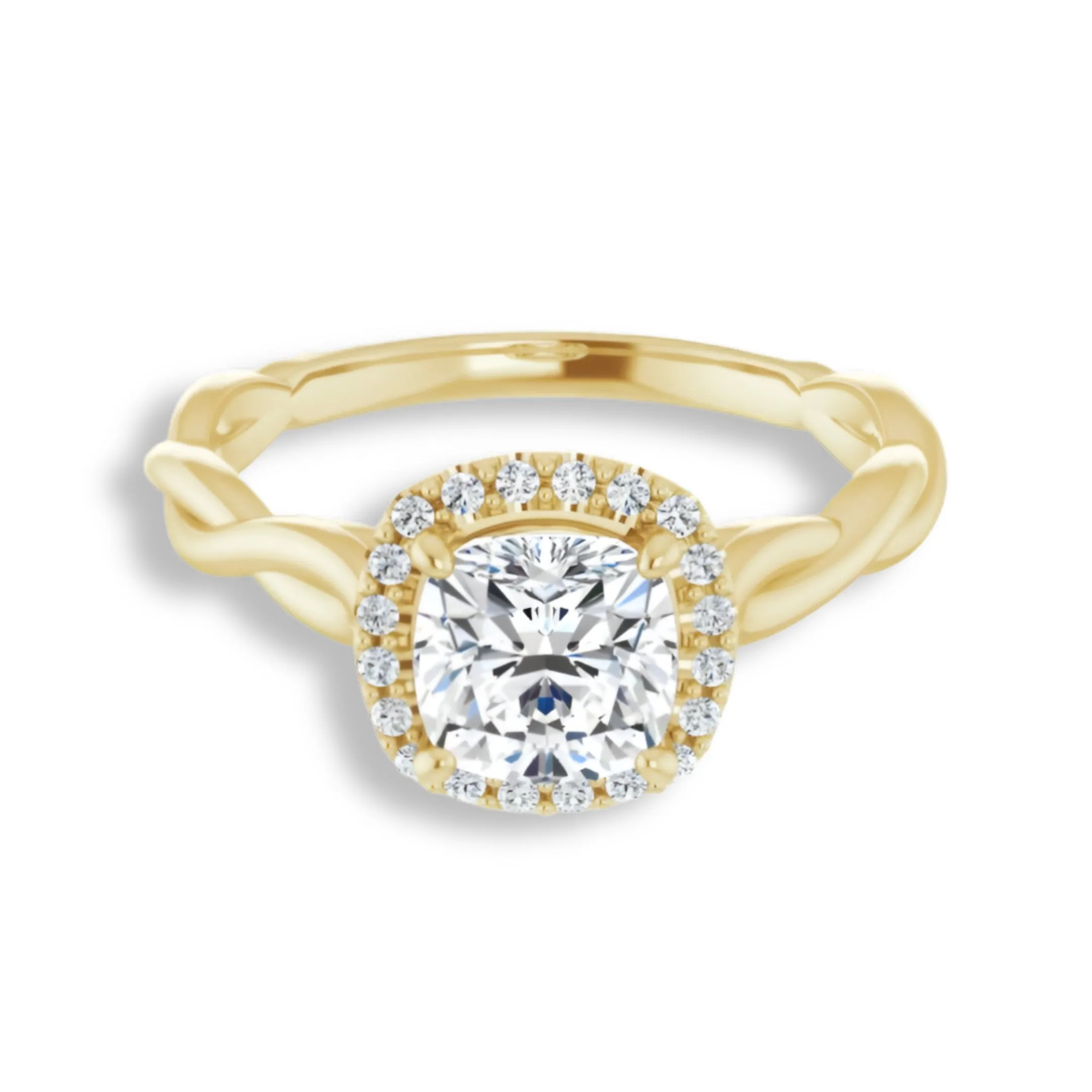 Cushion Cut Diamond Halo Engagement Ring