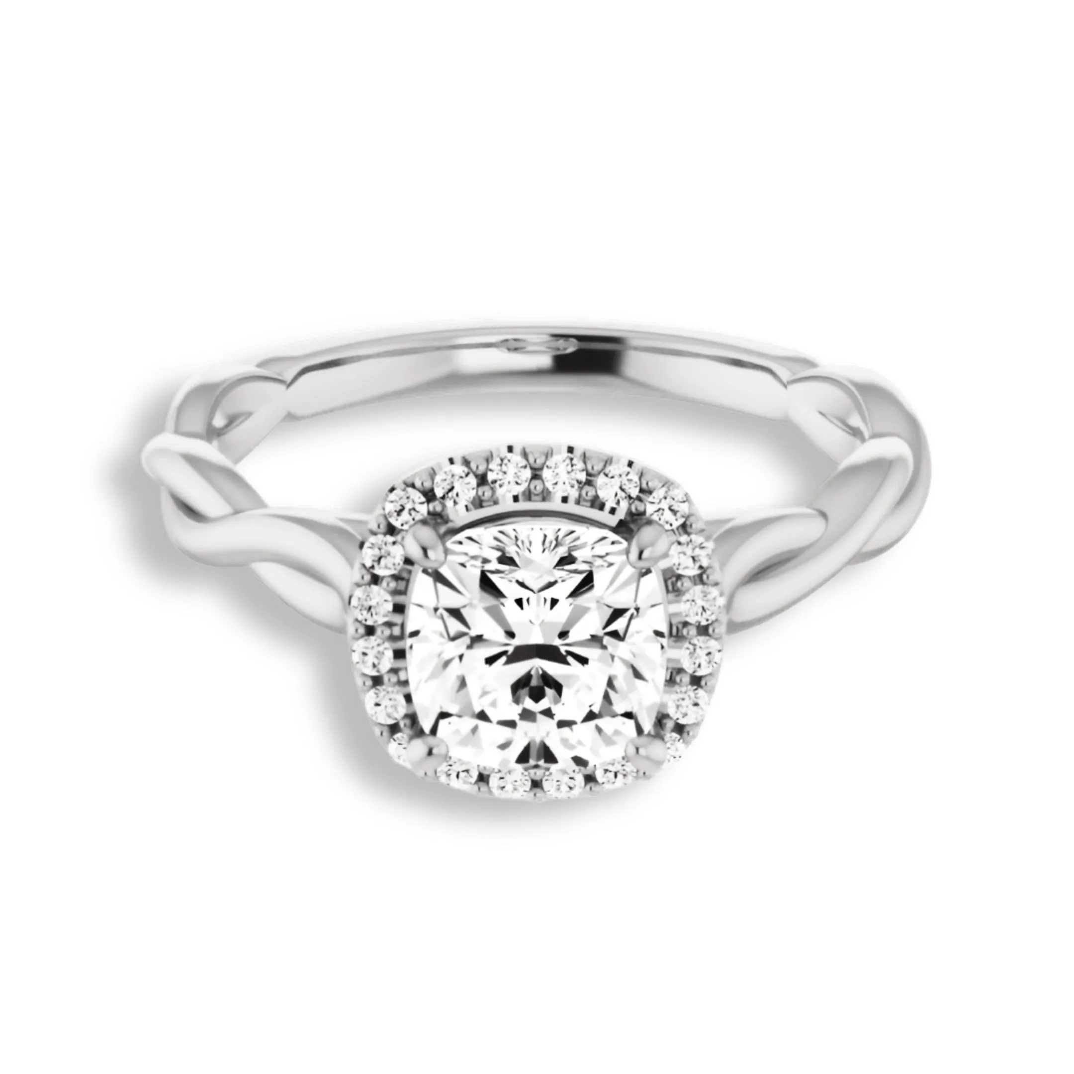 Cushion Cut Diamond Halo Engagement Ring