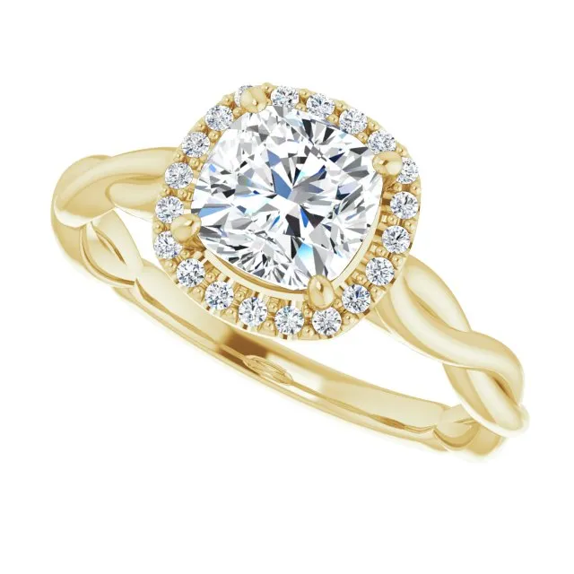 Cushion Cut Diamond Halo Engagement Ring