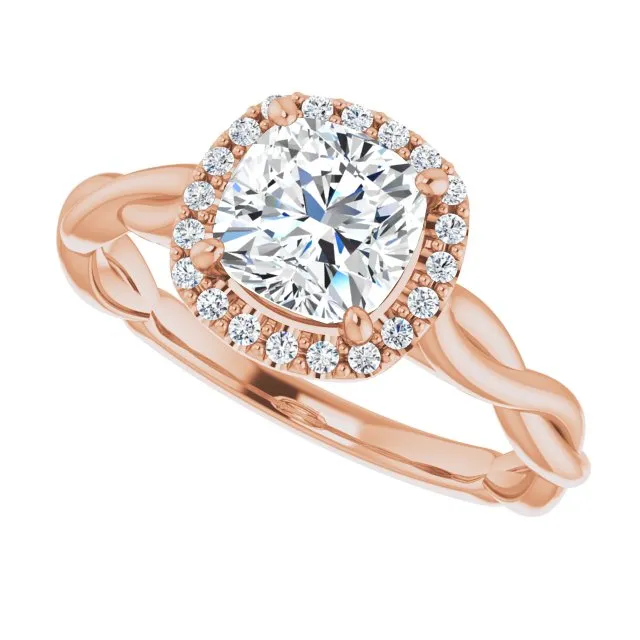 Cushion Cut Diamond Halo Engagement Ring