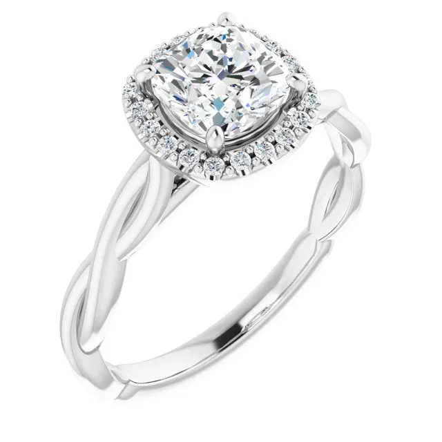 Cushion Cut Diamond Halo Engagement Ring