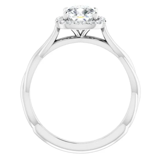 Cushion Cut Diamond Halo Engagement Ring
