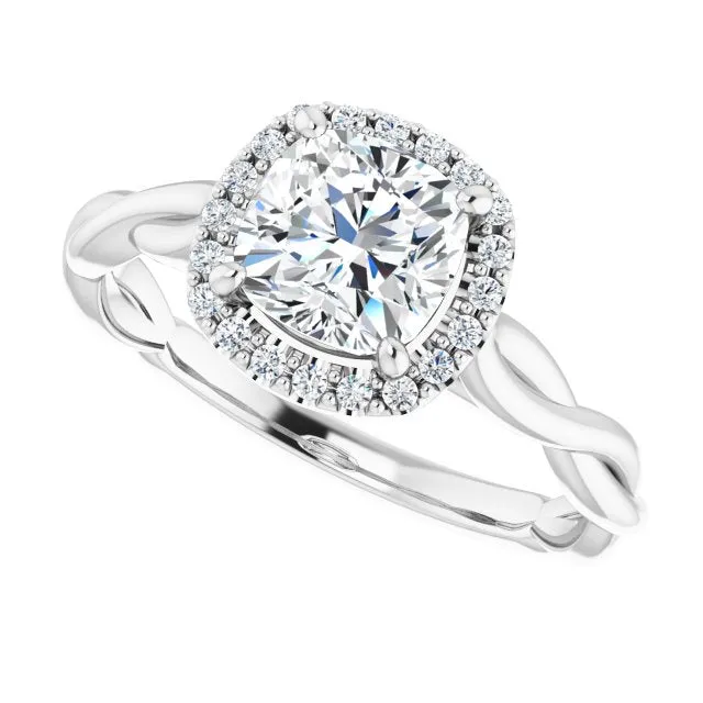Cushion Cut Diamond Halo Engagement Ring