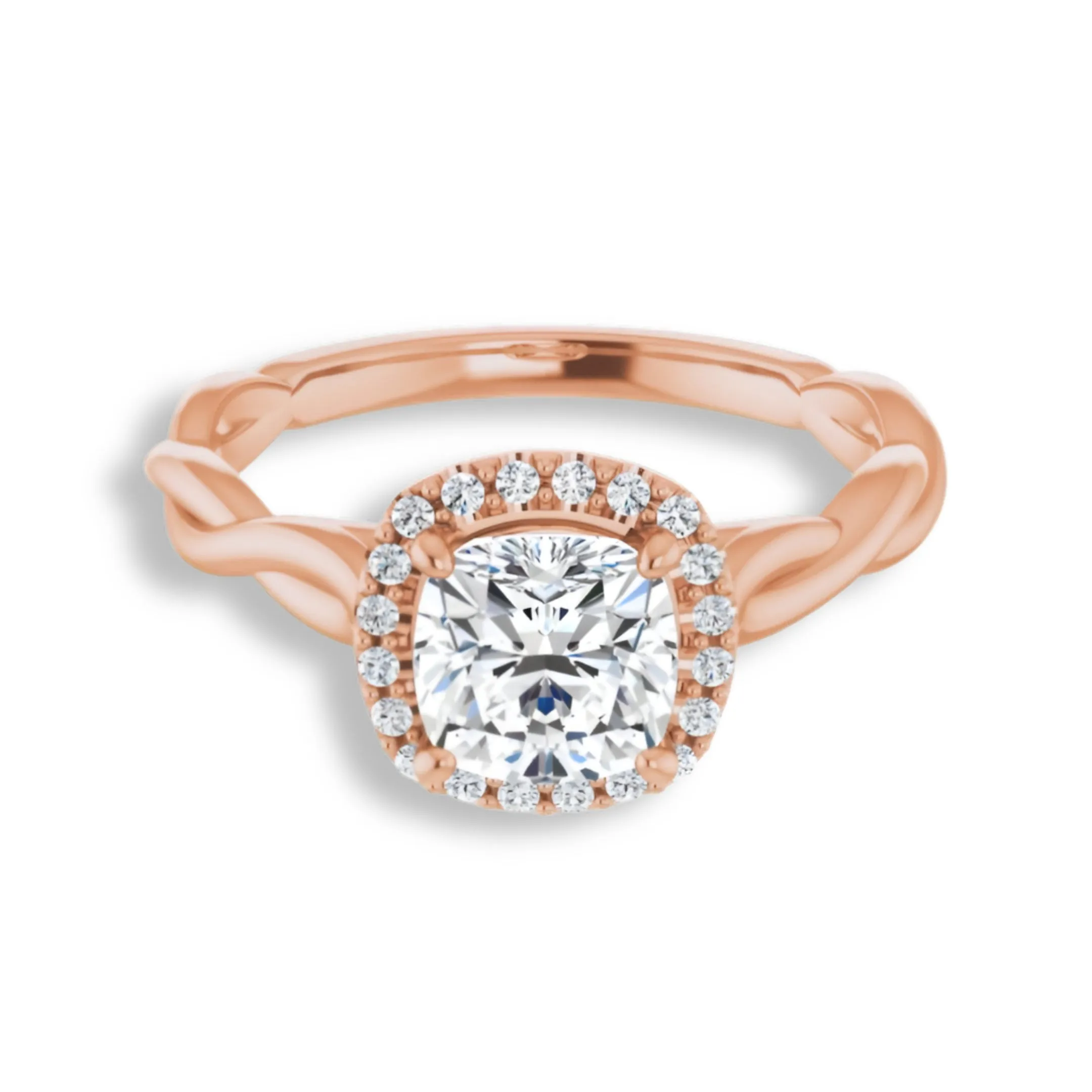 Cushion Cut Diamond Halo Engagement Ring