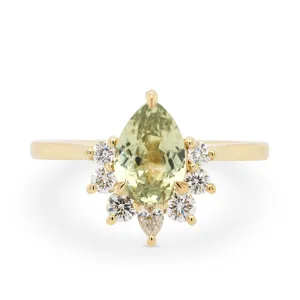 Custom 1.47ct Pear Green Sapphire & Diamond Engagement Ring
