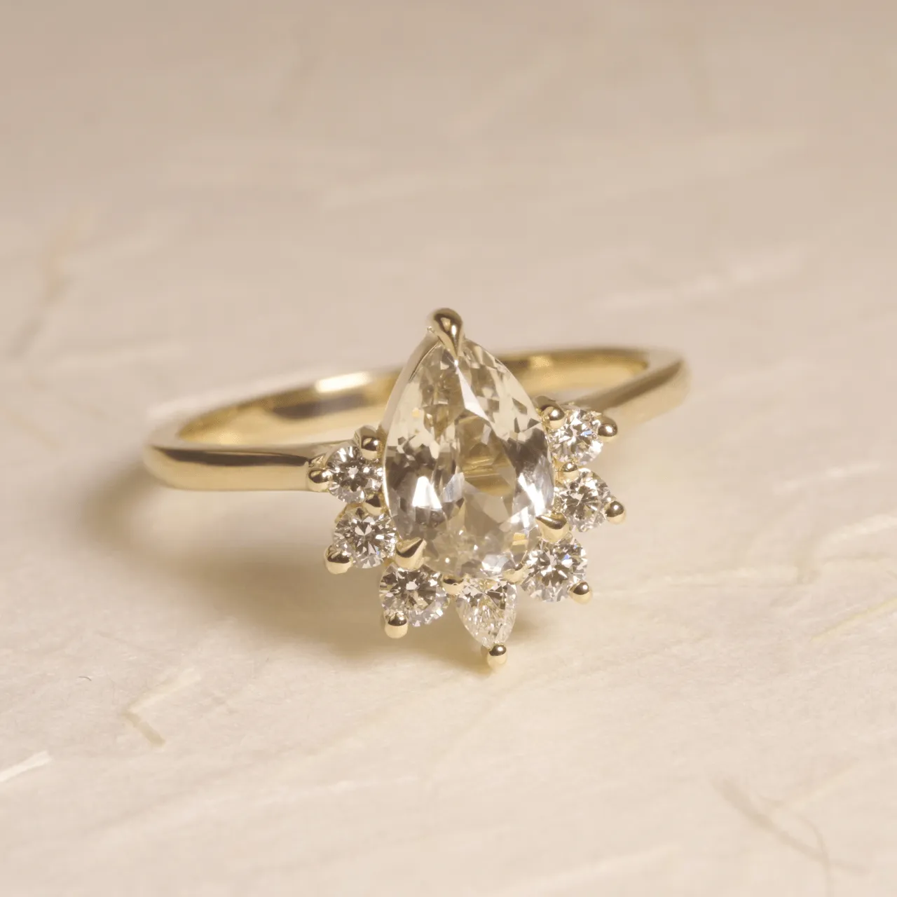 Custom 1.47ct Pear Green Sapphire & Diamond Engagement Ring