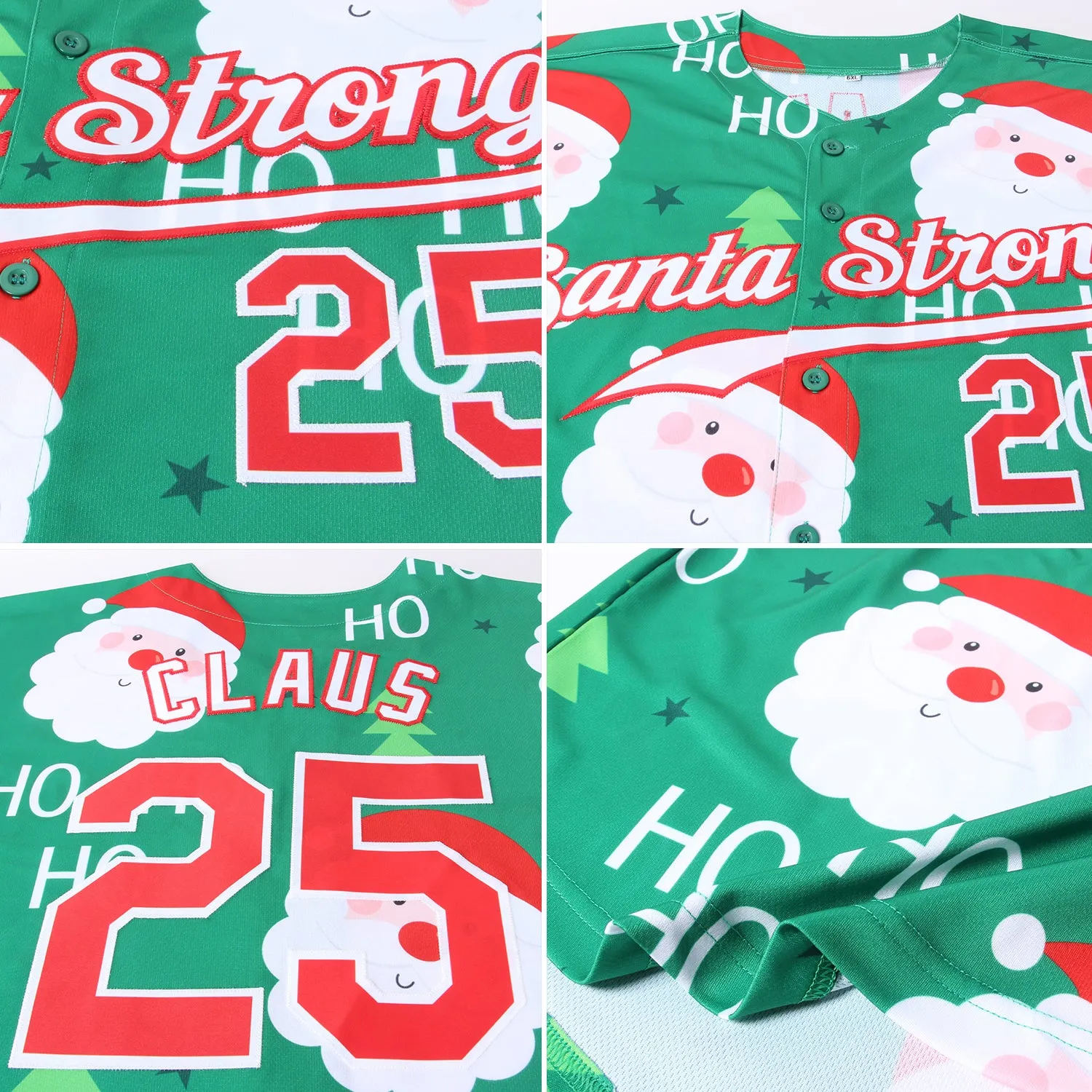 Custom Green Red-White Christmas 3D Authentic Baseball Jersey