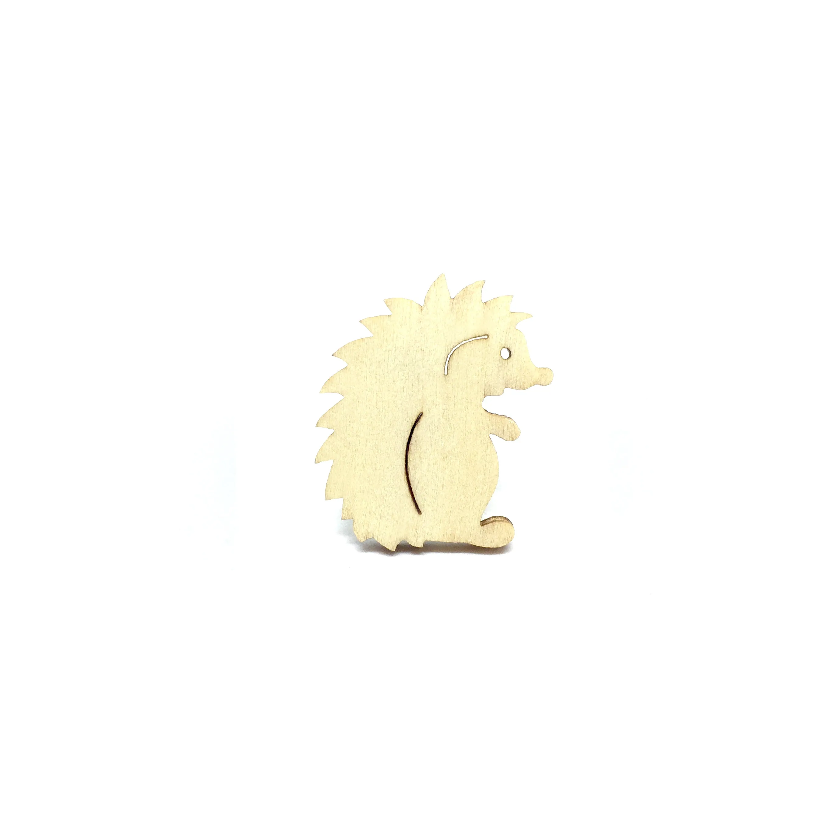 Cute Hedgehog Wooden Brooch Pin - LM