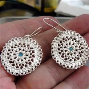 Dangle Filigree Ocean Q Earrings 925 Sterling Silver Hadar Designers (L) SALE