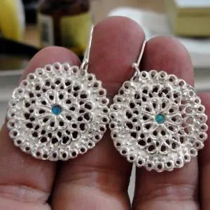 Dangle Filigree Ocean Q Earrings 925 Sterling Silver Hadar Designers (L) SALE