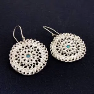Dangle Filigree Ocean Q Earrings 925 Sterling Silver Hadar Designers (L) SALE