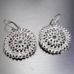 Dangle Filigree Ocean Q Earrings 925 Sterling Silver Hadar Designers (L) SALE